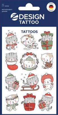 Matrica, tetoválás, 1 ív, 76x120 mm, AVERY ZWECKFORM, "Z-Design No.54154",  cica